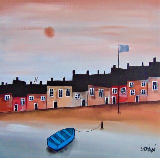 Podzimní ráno, 30x30, akryl na plátně. 🍂 Letos šlape podzim jak hodinky! ⏰ Právě na podzimní rovnodennost nás probudilo...