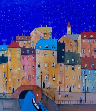 Benátská noc, 50 x 60 cm, akryl na plátně. Naše aktuální slabost? Noční oblohy! Po Lampářích přichází další noc, která se...