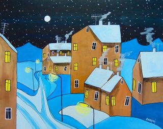 Noční mráz, 50 × 40 cm.❄️ Zítra, 21. prosince, začíná oficiálně zima a zároveň přichází nejdelší noc v roce. Pro ty, kdo...